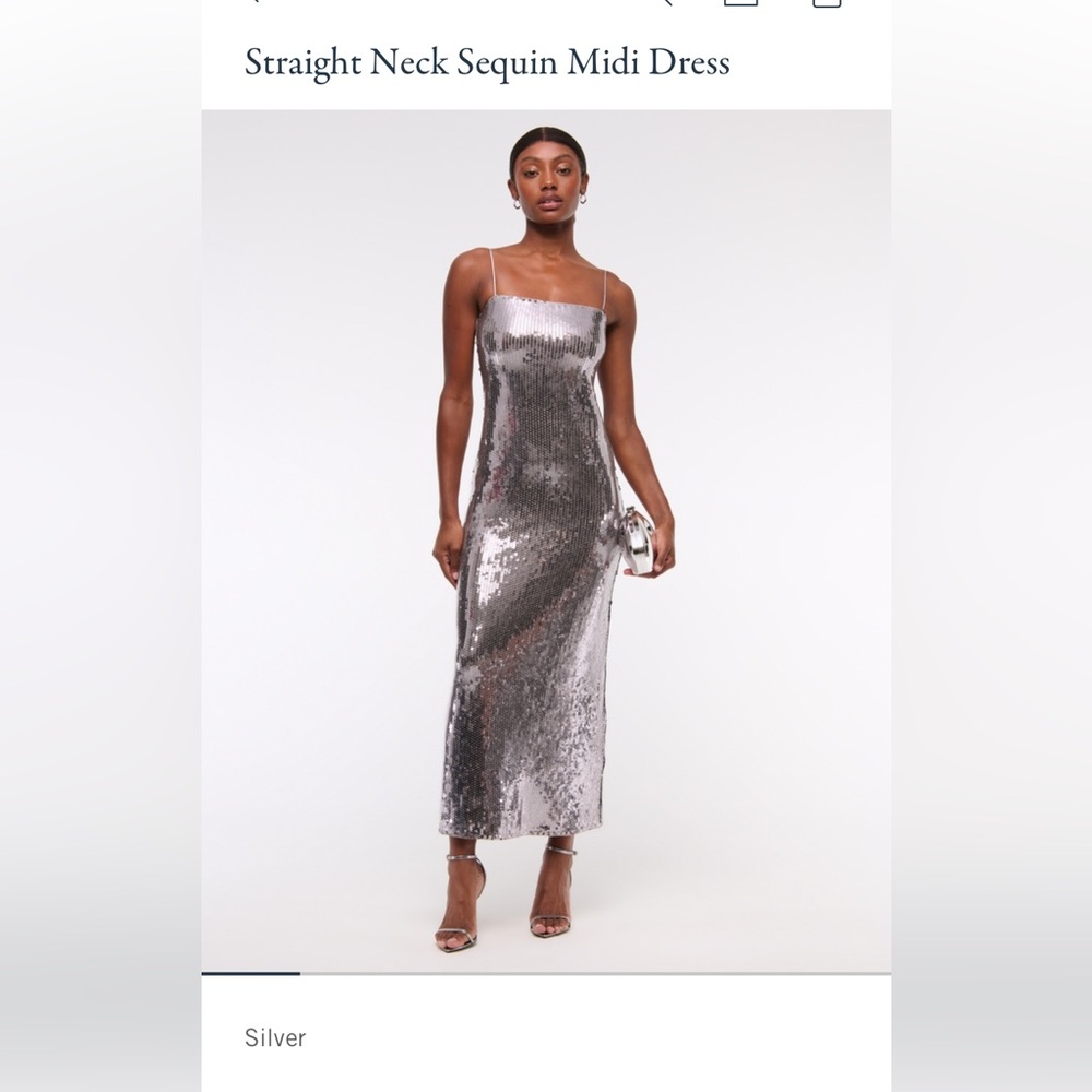 NWT Abercrombie & Fitch Straight Neck Sequin Midi Dress - Small